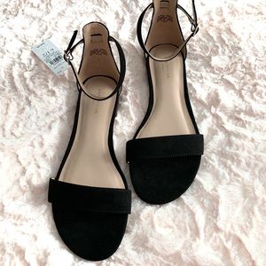 NWT Ann Taylor Sandals Black Suede Ankle Wrap